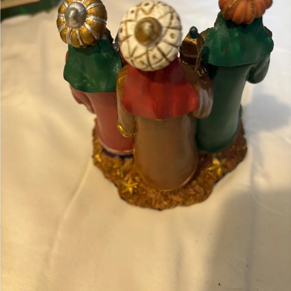 Vintage Three Wise Men Sock Hanger Holiday Figurine Multicolor Ceramic Heavy